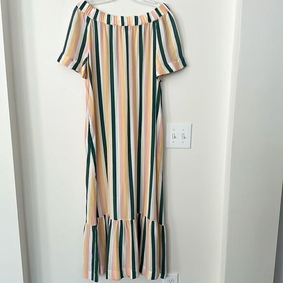 Asceno Silk Striped Off Shoulder Maxidress S - Picture 2 of 9
